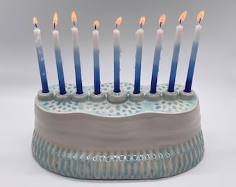 Modern Ceramic Hanukkah Menorah