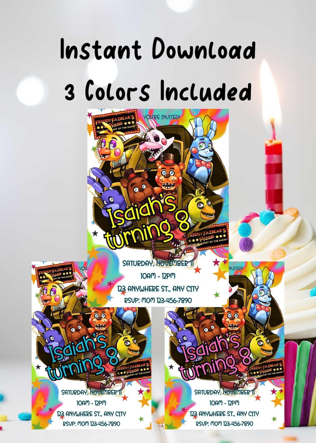 Editable FNAF Kids Party Invitation Instant Download, Edit, and Print ...
