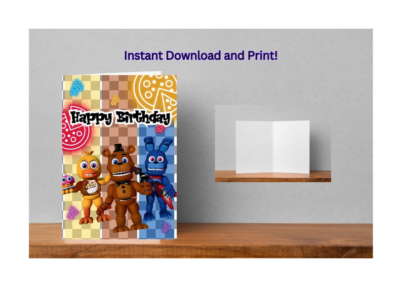 Instant Five Nights at Freddys Birthday Day Card Foldable Non-editable ...