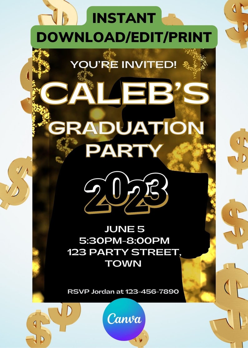 Instant Editable Graduation Party Invitation DIY Printable Party ...
