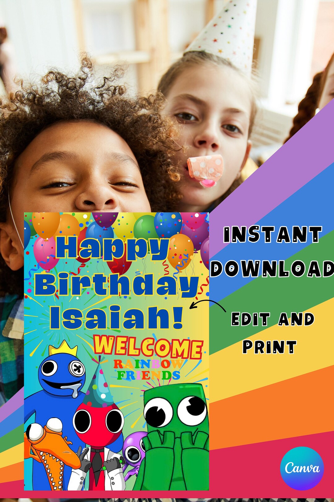 Rainbow Friends INSTANT DOWNLOAD Party Welcome Sign 24 X 36 Roblox candy-buffet-at-alexis-sweet-sixteen-party-party-ideas-pinterest