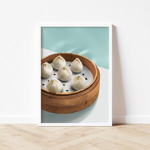 Shanghai Soup Dumplings | Illustrated Food Print, Dim Sum Art Print, Downloadable Print, Illustrated Food, Gallery Wall, Kitchen Art