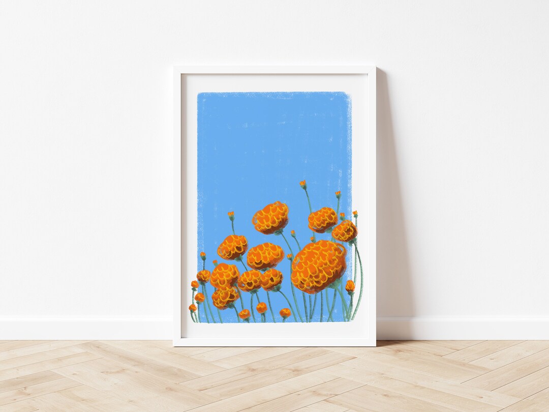 Marigolds Wall Art Orange Flowers Print, Printable Wall Art, Botanical