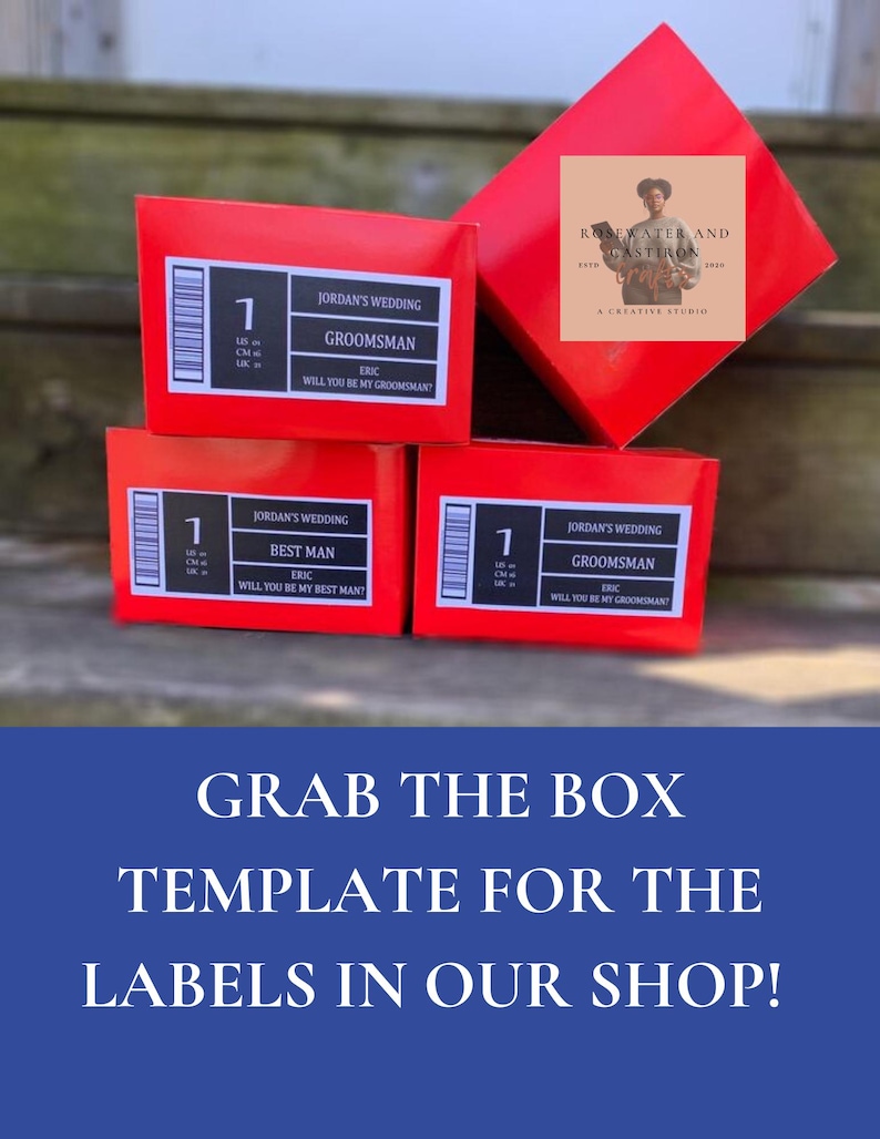 Groomsmen Shoe Box Labels: Bachelor Party Favor Stickers (Editable Template, Instant Download) image 2
