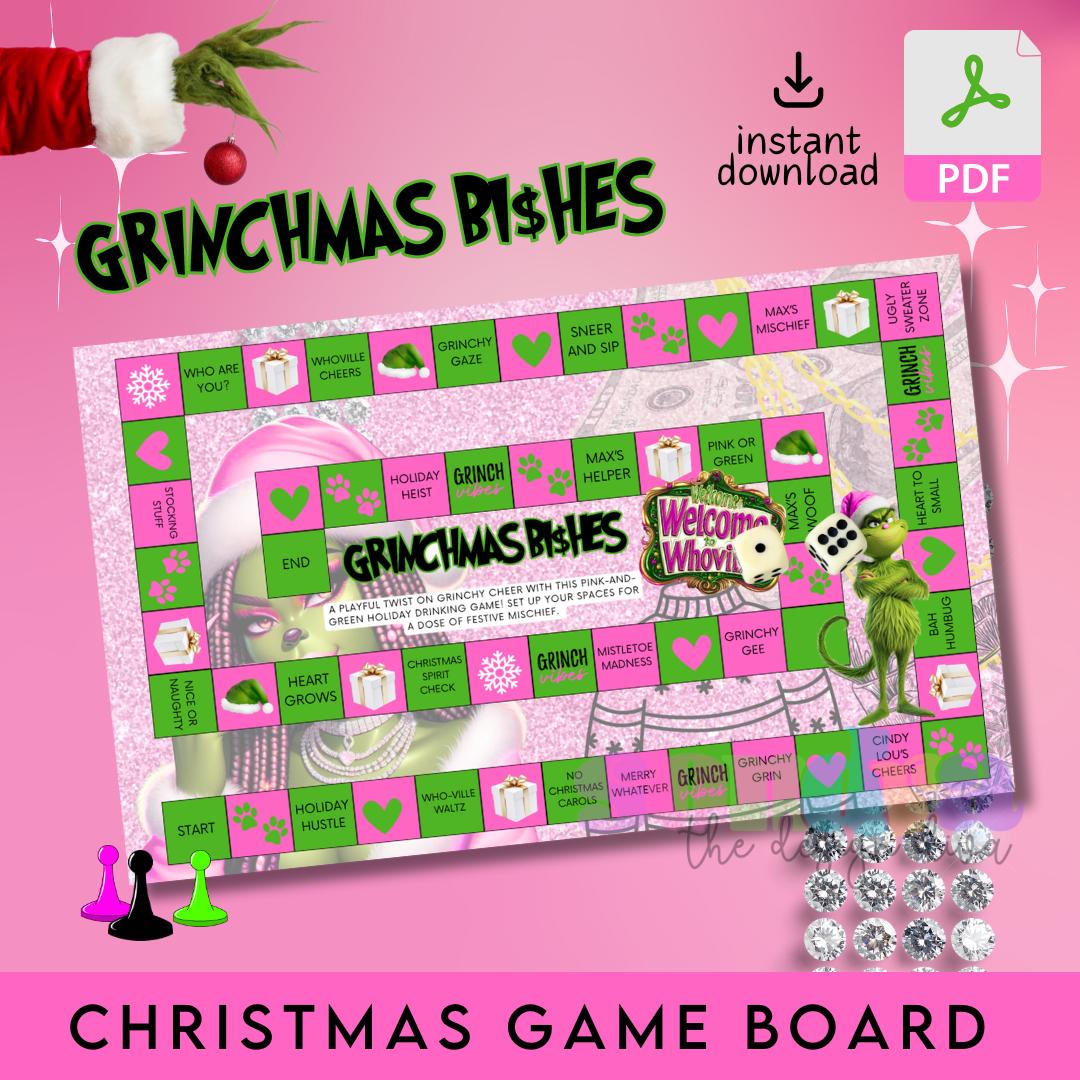 Grinchmas Bishes Christmas Game Board Holiday Game Board Template