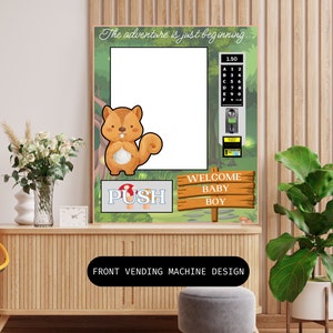 Forest Creature Baby Shower Vending Machine Front Panel (Digital Download)