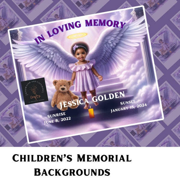 Children's Memorial In Loving Memory Flyer Obituary Background Bundle Template Instant Download PNG Sublimation Design File