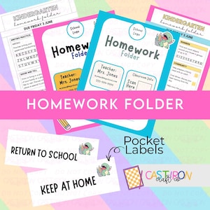 Editable Homework Folder Template for Teachers: Back to School Organization (Canva Printable)