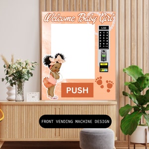 Cute Baby Girl/Boy Ruffle Bottom Welcome Baby Shower Design Vending Machine Front Panel 16 x 20 Template and File Bundle Instant Download