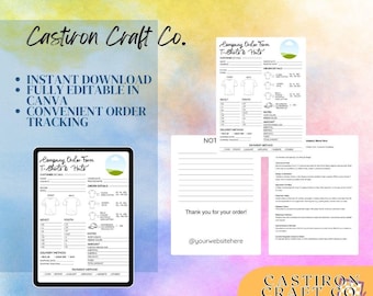 Custom T-Shirt Order Form Template: Editable Canva Sheet (Digital Download)