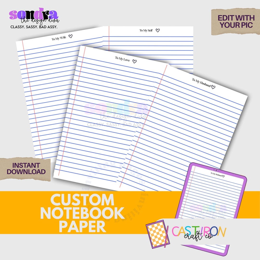 Custom Notebook Paper Custom Personalized Notebook Paper Photo Paper Custom Letter to My ...