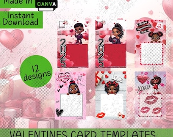 Oversized Valentine Card Templates: 12 Designs, Candy Fill (Canva Editable, 11x17" Digital Download)