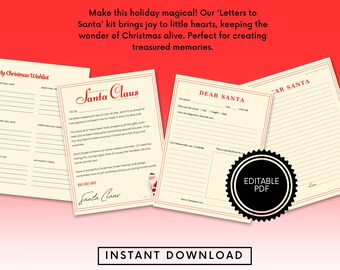 Personalized Letters to Santa Kit for Kids, Seniors & Group Homes – Holiday Keepsake, Christmas Activity for All Ages, North Pole Stationery