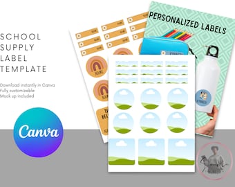 Back to School - School Supply Customizable Labels Template Instant Download