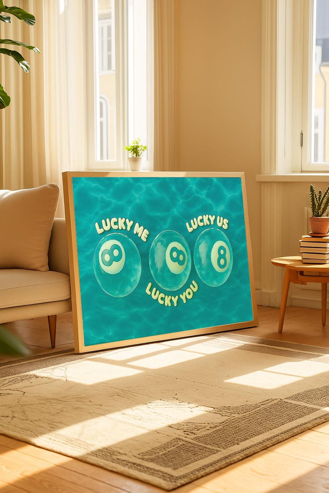 Lucky 8 Ball Floating Poster Digital Download – Aqua Bubble Wall Art ...