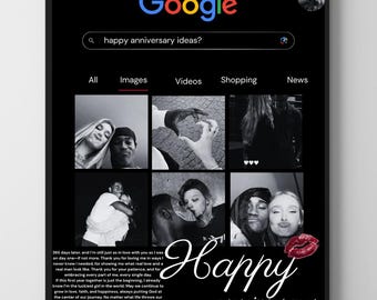 Couples Photo Collage Editable Anniversary Canva Template Black Romantic Digital Download Temp-25