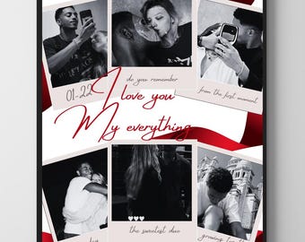 Couples Photo Collage Canva Template | Romantic I Love You Card | Editable Anniversary or Boyfriend Gift | Digital Download Temp-3