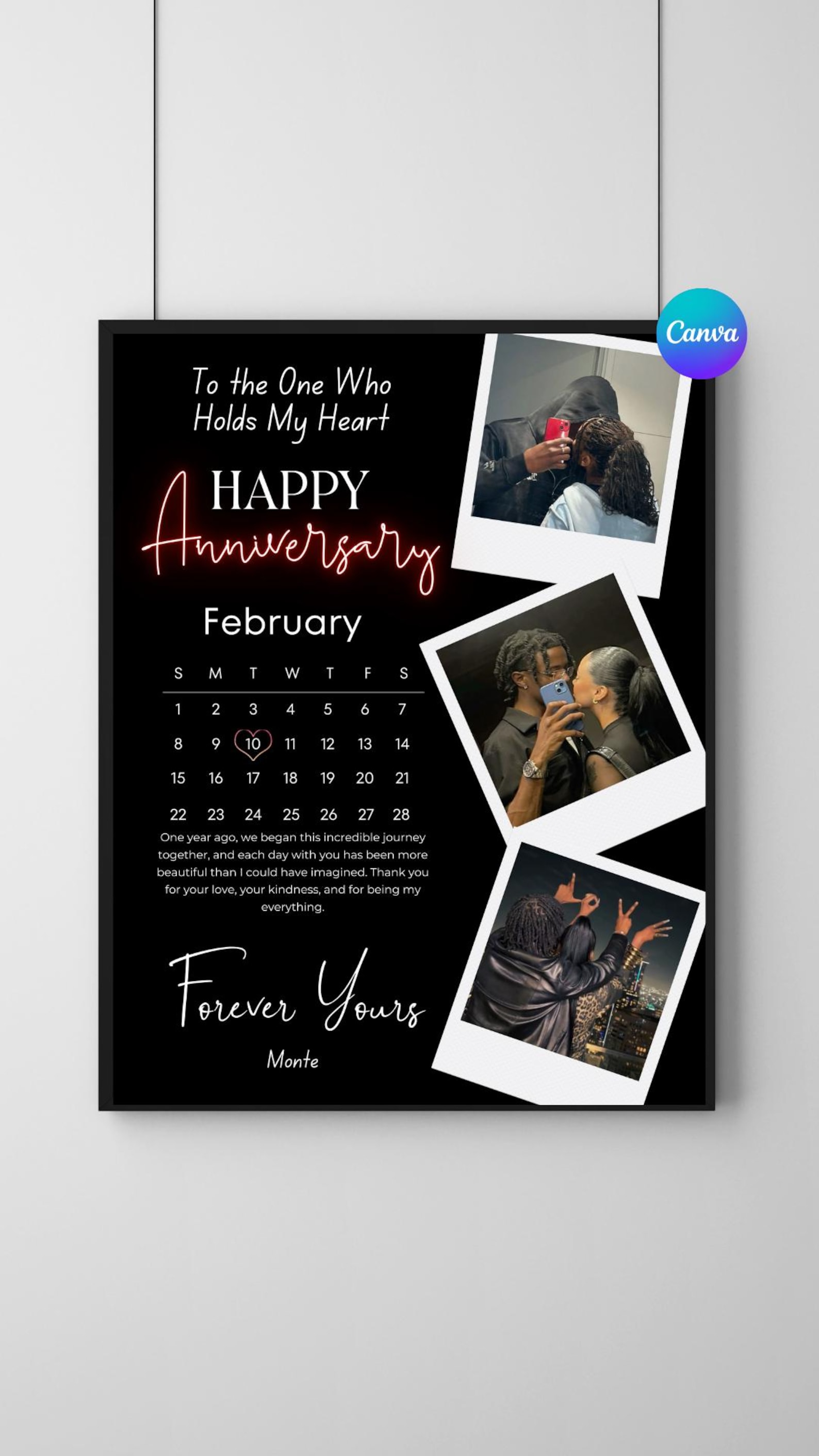 Custom Anniversary Canva Template Romantic Gift Editable Photo Collage ...