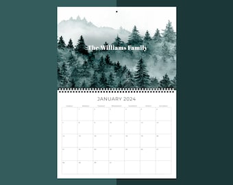 Calendar 2024, Personalized Calendar, Custom Wall Calendar, Custom Gift, Christmas Gift, Illustrated Calendar 2024, 12 Month Calendar