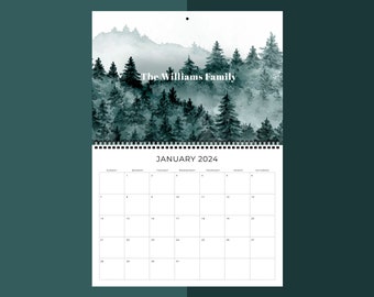 Personalized 2026 Wall Calendar, Watercolor Landscape Art