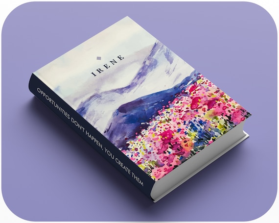Watercolor Mountain Flowers Notebook, Botanical Journal, Personalized Gift