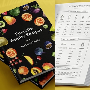 Custom Recipe Book, Journal For Recipes, Personalized Gift, Custom Book For Recipes, Custom Gift, Recipe Book With Measurement Page