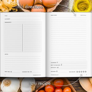 Minimalistic Recipe Notebook, Kitchen Memories, Custom Family Cookbook, Personalized Recipe Journal, Capture Your Kitchen Adventures image 6