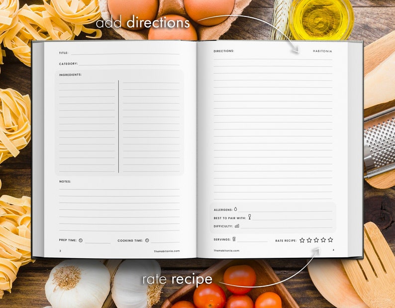 Minimalistic Recipe Notebook, Kitchen Memories, Custom Family Cookbook, Personalized Recipe Journal, Capture Your Kitchen Adventures image 6