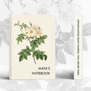 Aesthetic Floristic Notebook, Custom Gift, Personalized Flower Notebook, Hardcover Notebook, Personalized Spine, Lined Pages, Nature Journal