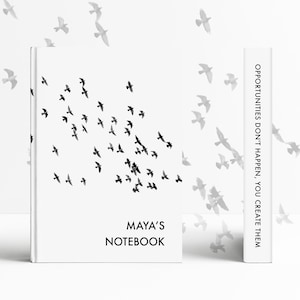 White Bird Notebook, Traveler Journal, Personalized Journal, Personalized Notebook, Dot Grid Notebook, Dotted Journal, Dream Notebook, Notes