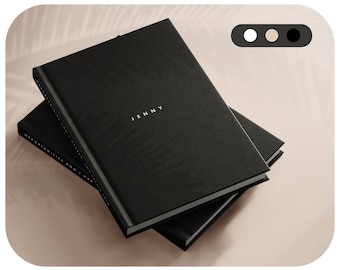 Diario minimalista negro, cuaderno estético blanco, diario de tapa blanda beige, regalo personalizado, diario personalizado, cuaderno de tapa dura, notas