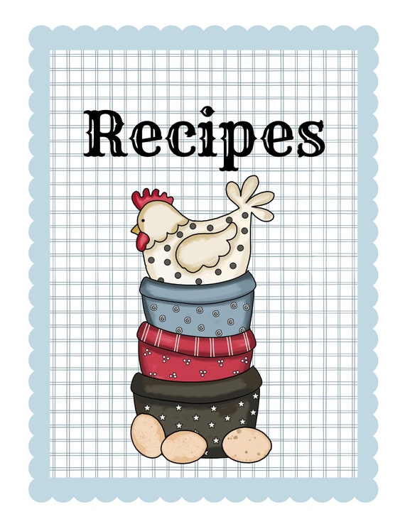 Printable Recipe Pages Chickens Downloadable Digital Recipe | Etsy