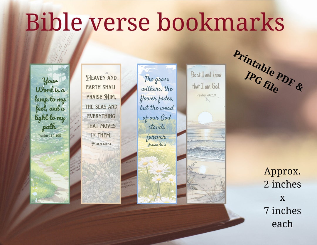 Printable Bible Verse Bookmarks Digital Download Christian Scripture ...
