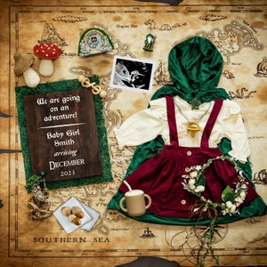 Fantasy Woodland Baby Girl Digital Pregnancy Announcement | Customizable Image | Gender Reveal Social Media Announcement | Elf | Fairytale