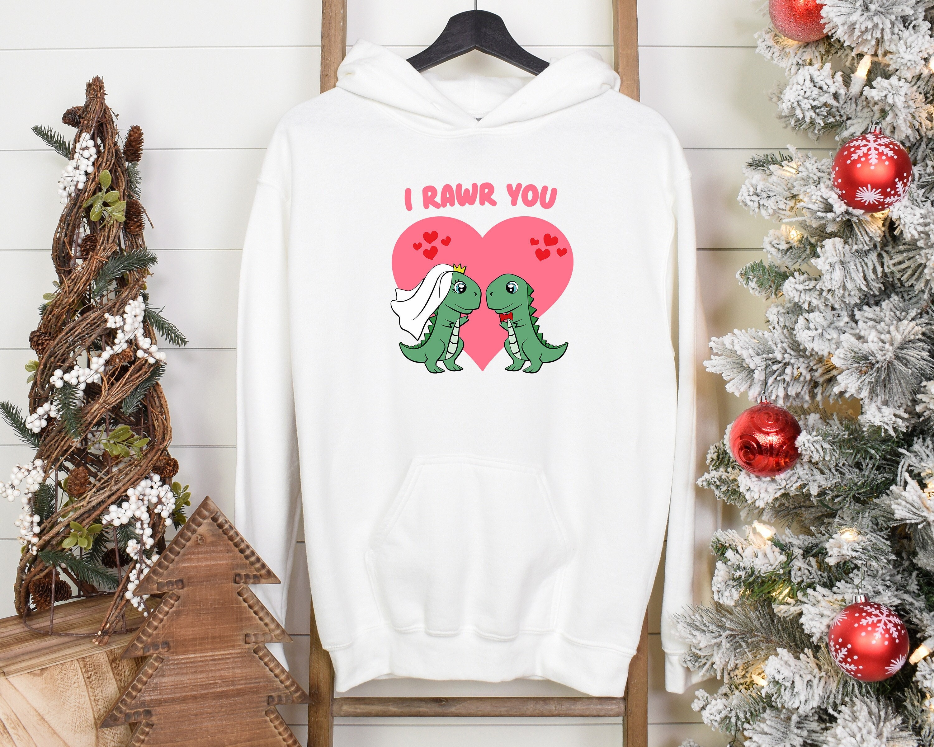 Discover I Rawr You Sweatshirt, Cute Dinosaur Hoodie, Funny Valentines Day Sweatshirt