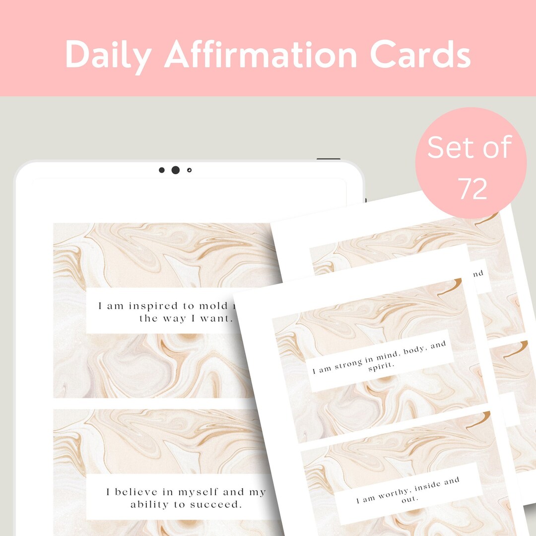 Printable Daily Affirmation Cards Set, Positive Affirmation Card Deck ...
