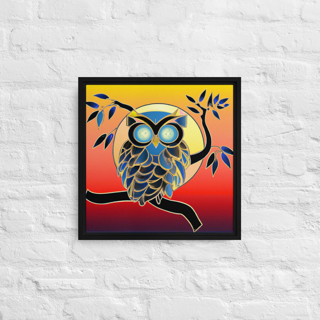 Owl Wall Canvas Print Framed Wall Art Owl Lover Wall Art Gift for Owl