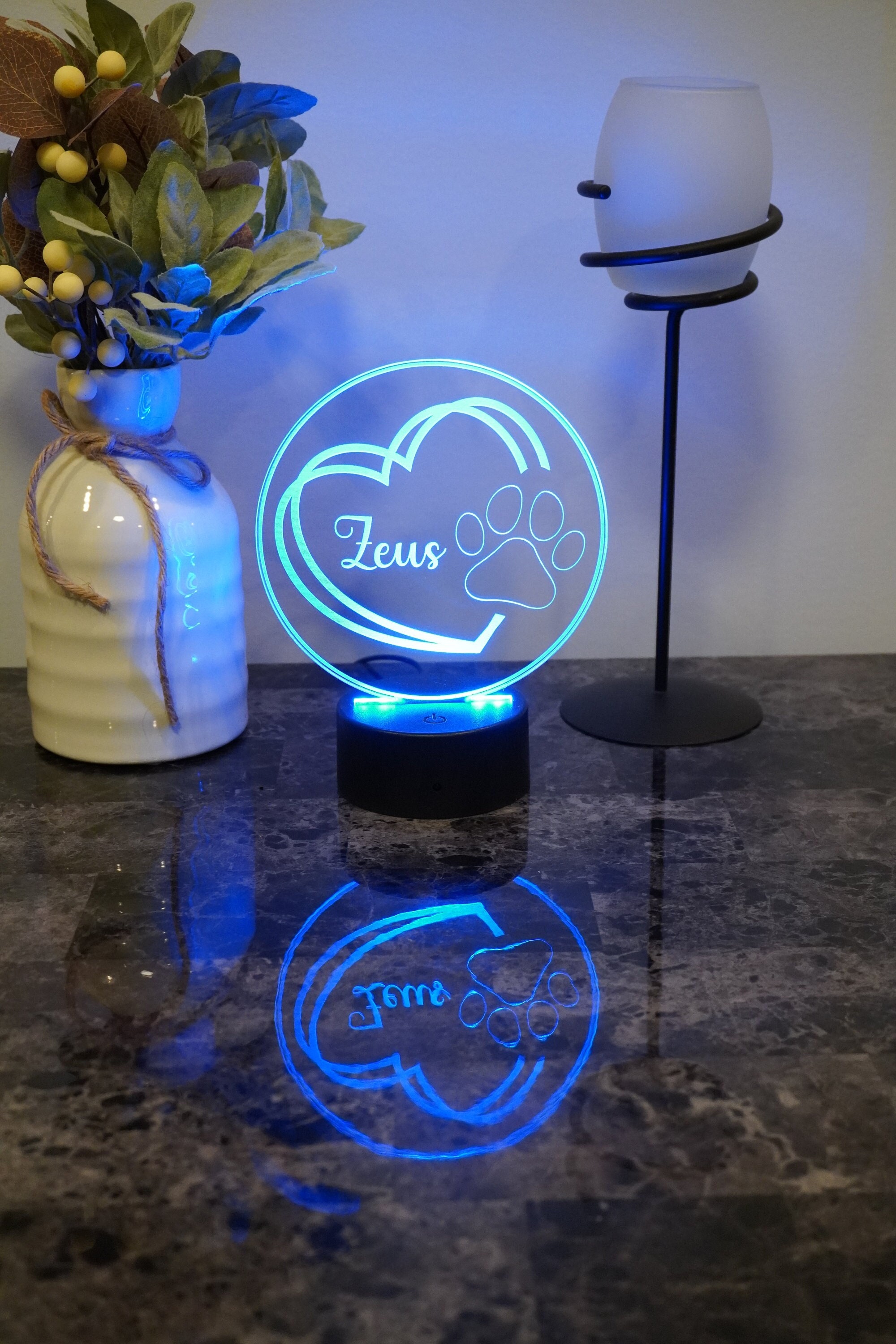 Custom Dog Paw Print LED Night Light – Personalized Gift for Pet Lovers