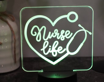 Nurse Life LED Night Light with Stethoscope Heart Gift for Nurse Mom House Warming for Nurse Gift For Mom Nurse Appreciation