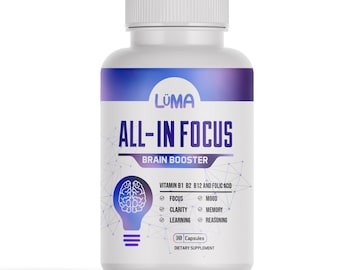 All-in Focus Brain Booster | Nootropic Supplement | Improves Focus % Concentration | Memory Enhancer & Energy