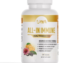 All-in Immune Health Booster - Antioxidant Natural - 6 in 1 Herbal Blended with Elderberry - Vitamin C - Vitamin D3 - Ginger