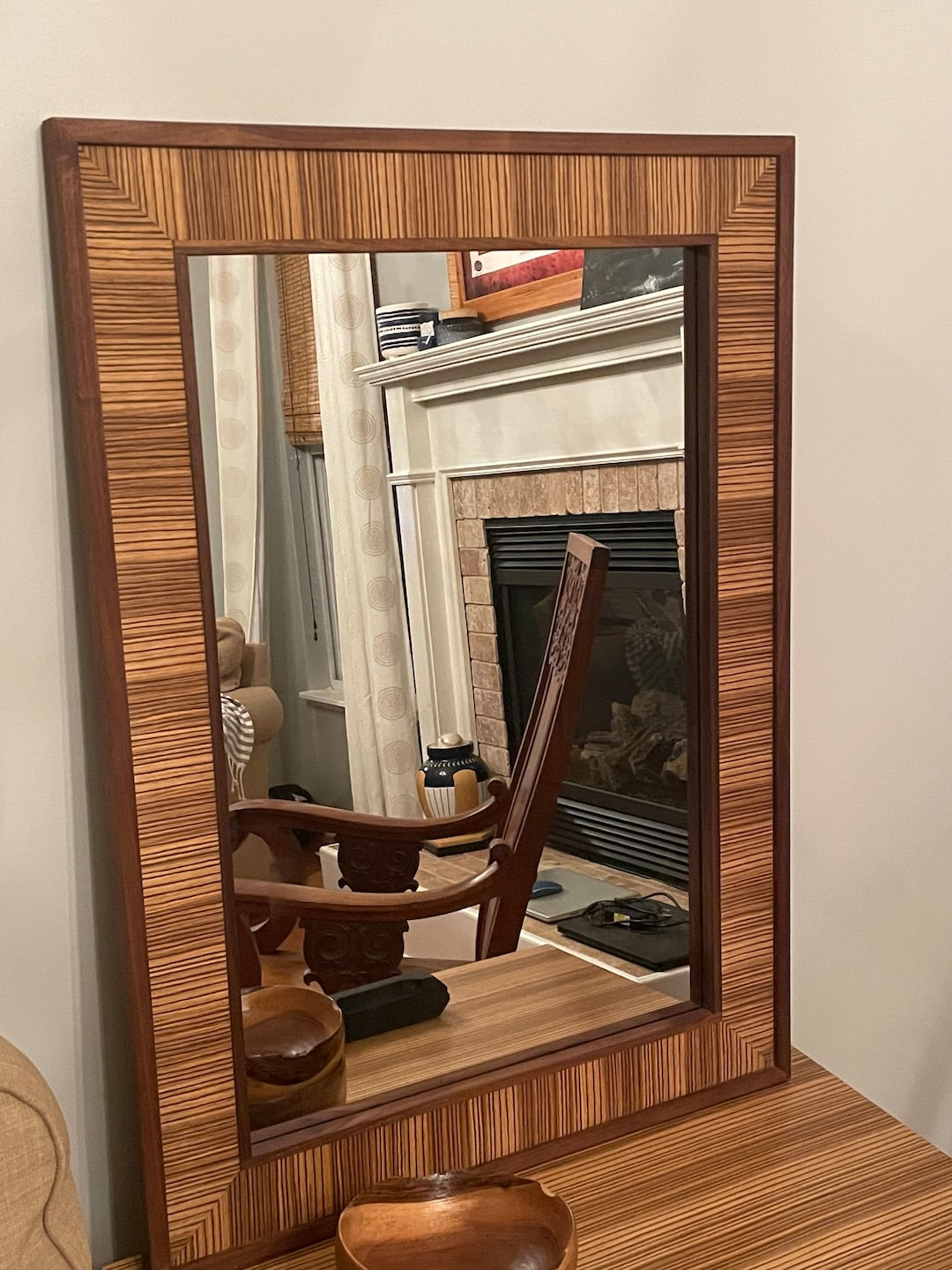 Wood Mirror, Zebrawood and Walnut - Etsy