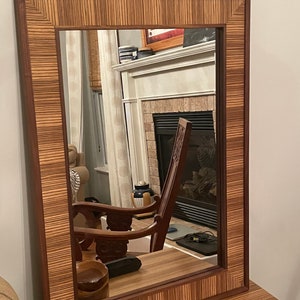 Wood mirror, Zebrawood and walnut