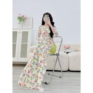 Áo dài lụa màu xanh| Pre made ao dai Viet Nam| Vietnamese Áo dài lụa màu xanh| Pre made ao dai Viet Nam| Vietnamese