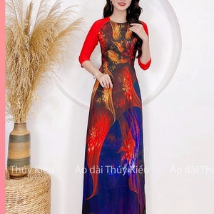 Red Ao Dai Viet Nam - Áo dài nữ may sẵn thiết kế truyền thống đẹp cách tân tết H4, Pre-made AO DAI Viet nam