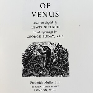 Gielgud, Lewis ; Buday, Georges. La veillée de Vénus. Signé par l&#39;auteur et le graveur, limité à 250 exemplaires