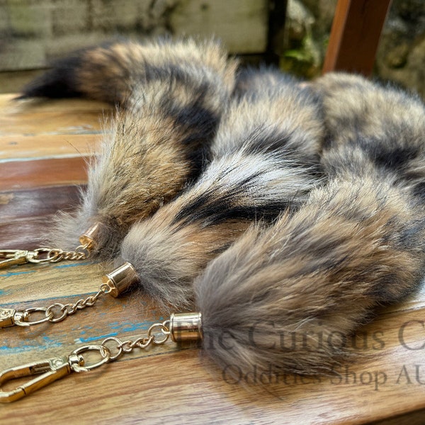 Genuine coyote tail keychain, curiosities and oddities collectables, taxidermy preserved animal fur, vulture culture