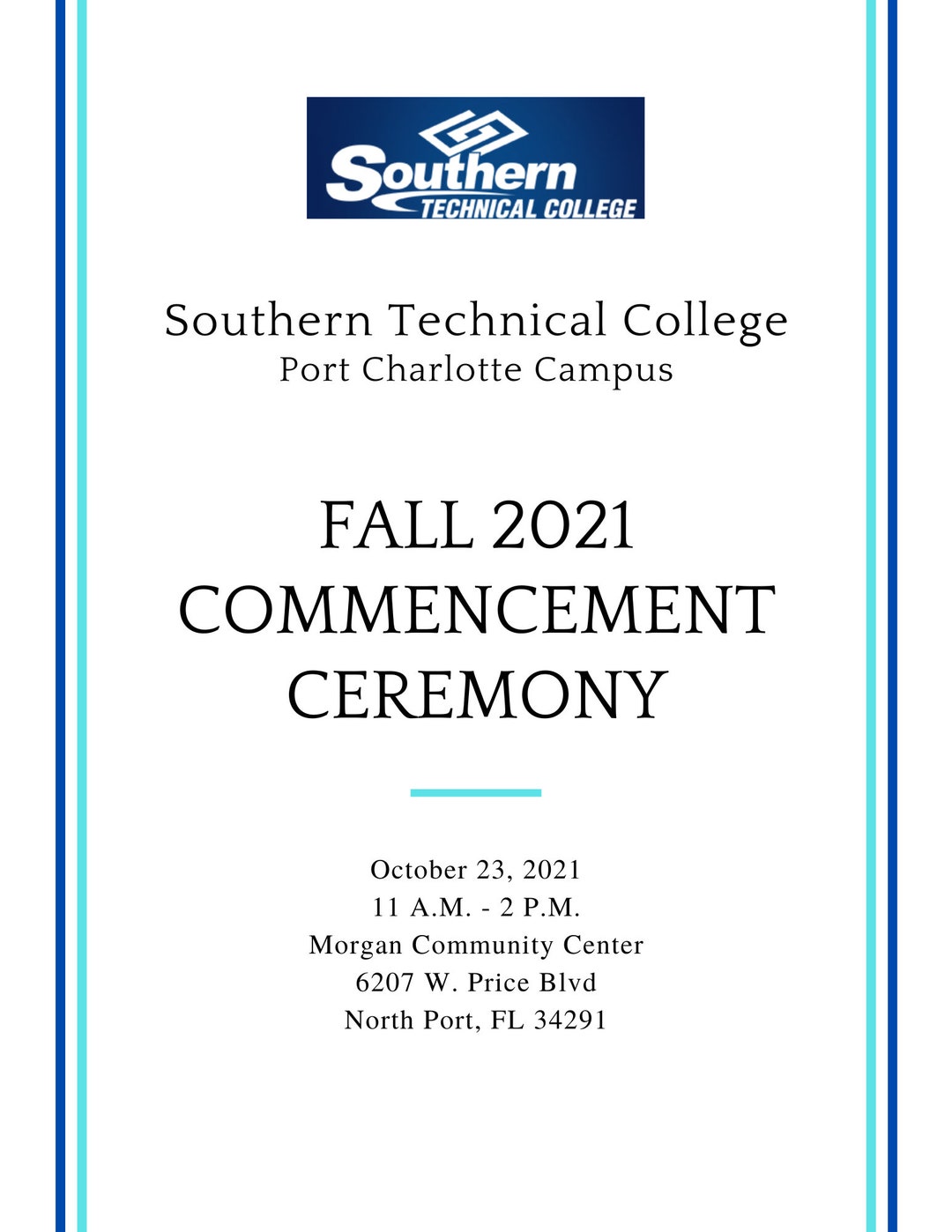 Minimalist Blue & White Graduation Program Template | Editable Canva ...