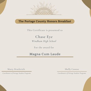 Gold Art Deco Award Certificate: Editable Template (Digital Download)