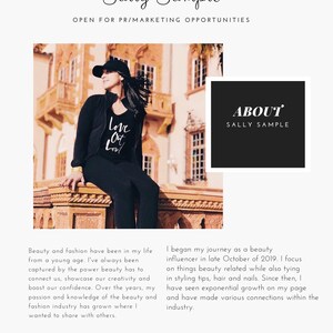 Minimalist Media Kit Template: Black Accented Influencer Design (Digital Download)